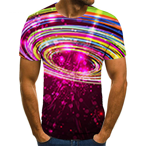 

Men's Unisex Tee T shirt 3D Print Optical Illusion Graphic Prints Plus Size Print Short Sleeve Casual Tops Basic Fashion Designer Big and Tall Blushing Pink