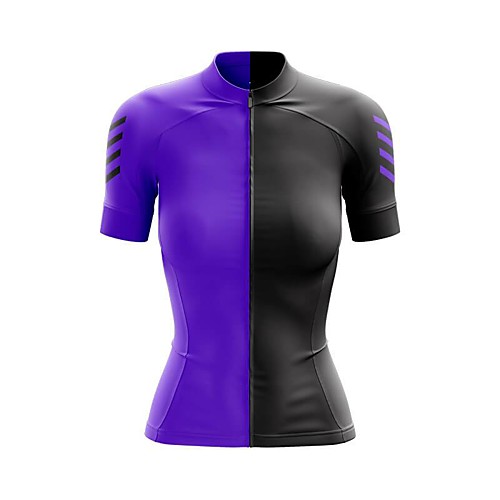

21Grams Women's Short Sleeve Cycling Jersey Summer Spandex Polyester Purple Patchwork Bike Jersey Top Mountain Bike MTB Road Bike Cycling Breathable Reflective Strips Back Pocket Sports Clothing