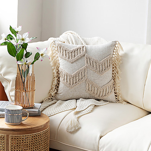 

Cushion Cover Fringed Geometric Embroidered Pillowcase