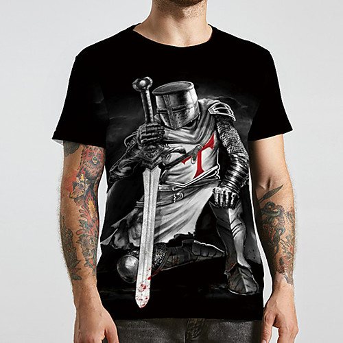 

Men's Unisex Tee T shirt 3D Print Graphic Prints Human Plus Size Print Short Sleeve Casual Tops Basic Designer Big and Tall Black