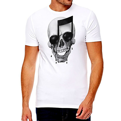 

Men's Unisex Tee T shirt Hot Stamping Graphic Prints Skull Plus Size Print Short Sleeve Casual Tops Cotton Basic Fashion Designer Big and Tall White