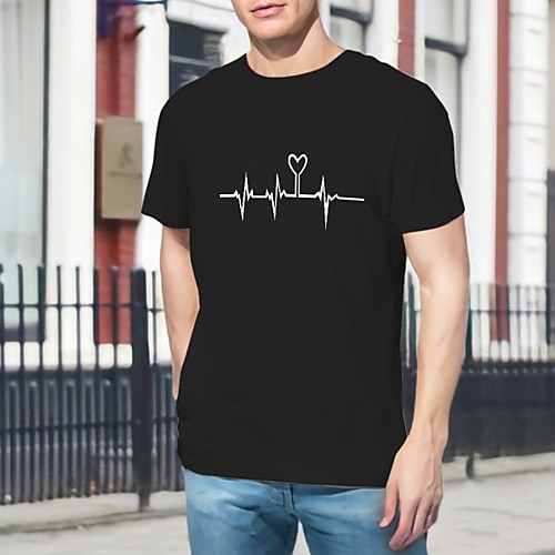 

Men's Unisex T shirt Hot Stamping Heart Plus Size Print Short Sleeve Casual Tops 100% Cotton Basic Casual Fashion Round Neck Sillver Gray Black / Summer