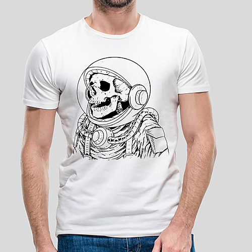 

Men's Unisex Tee T shirt Hot Stamping Graphic Prints Skull Plus Size Print Short Sleeve Casual Tops Cotton Basic Designer Cool Big and Tall White
