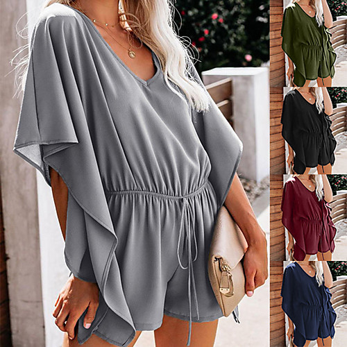 

Women's Casual 2021 S:182g 3XL:257g Black Blue Jumpsuit Solid Color