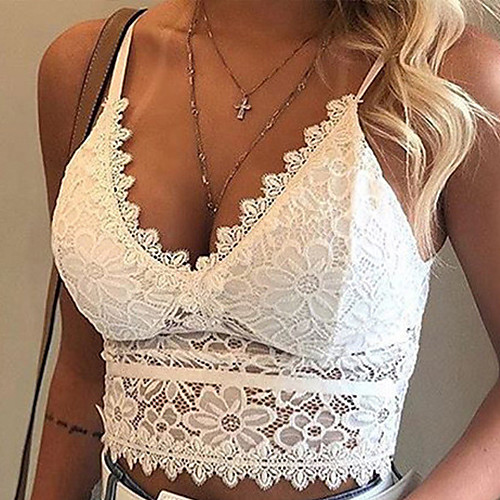 

Women's Backless Mesh Lace Super Sexy Babydoll & Slips Nightwear Jacquard Solid Colored Embroidered White / Black S M L / Strap / Deep V / Strap
