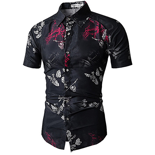 

Men's Shirt Floral Button-Down Short Sleeve Casual Tops Casual Fashion Breathable Comfortable Black