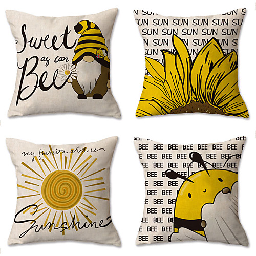 

Double Side Cushion Cover 4PCS Soft Decorative Square Throw Pillow Cover Cushion Case Pillowcase for Sofa Bedroom Superior Quality Machine Washable Spring Summer