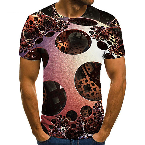 

Men's Unisex Tee T shirt 3D Print Graphic Prints Machine Plus Size Print Short Sleeve Casual Tops Basic Fashion Designer Big and Tall Brown