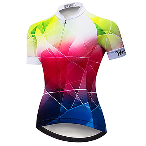 

21Grams Women's Short Sleeve Cycling Jersey Summer Spandex Polyester Red Rainbow Stripes Bike Jersey Top Mountain Bike MTB Road Bike Cycling Quick Dry Moisture Wicking Breathable Sports Clothing