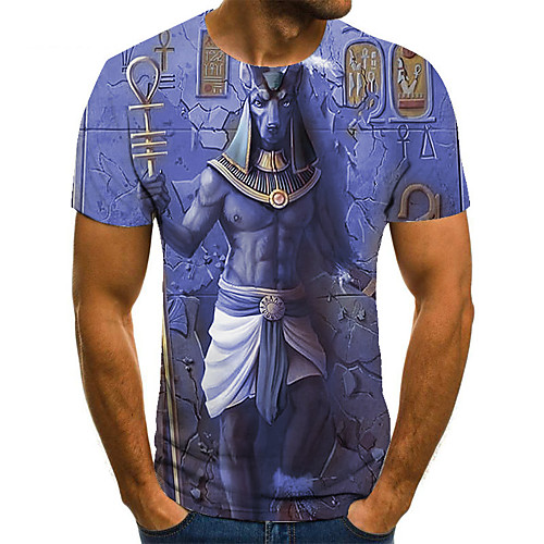 

Men's Unisex Tee T shirt 3D Print Graphic Prints Monster Plus Size Print Short Sleeve Casual Tops Basic Fashion Designer Big and Tall Blue