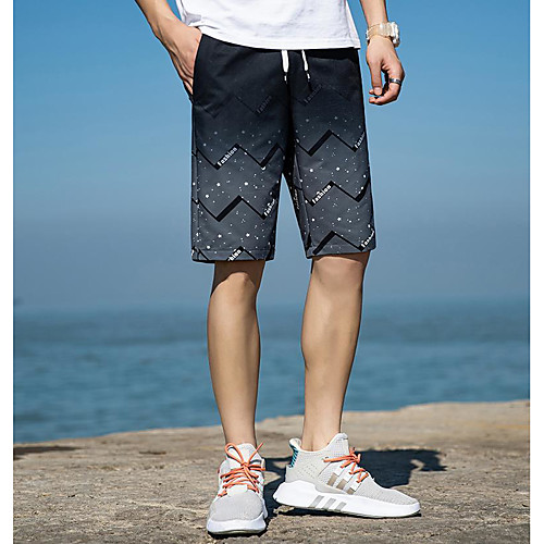 

Men's Shorts Slim Chinos Shorts Bermuda shorts Pants Lines / Waves Black