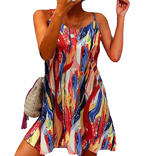 

Women's Camisole Tank Top Graphic Abstract V Neck Basic Streetwear Tops Blue Purple Yellow