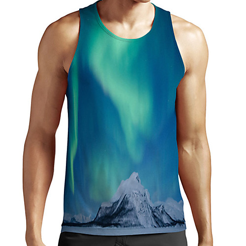 

Men's Unisex Tank Top Undershirt 3D Print Scenery Graphic Prints Plus Size Print Sleeveless Casual Tops Basic Fashion Designer Breathable Green