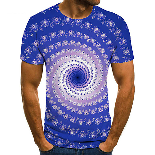 

Men's Unisex Tee T shirt 3D Print Optical Illusion Graphic Prints Plus Size Print Short Sleeve Casual Tops Basic Fashion Designer Big and Tall Blue