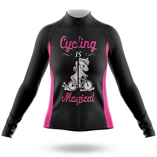

21Grams Women's Long Sleeve Cycling Jersey Summer Spandex Polyester Black Unicorn Bike Jersey Top Mountain Bike MTB Road Bike Cycling Quick Dry Moisture Wicking Breathable Sports Clothing Apparel