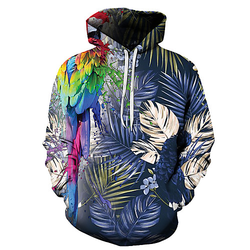 

Men's Unisex Plus Size Pullover Hoodie Sweatshirt Leaf Graphic Prints Print Hooded Casual Daily Holiday 3D Print Basic Designer Hoodies Sweatshirts Long Sleeve Blue