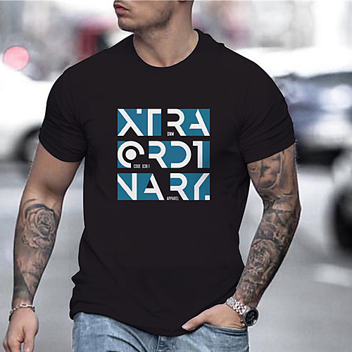 

Men's Tee T shirt Hot Stamping Graphic Prints Letter Print Short Sleeve Daily Tops Casual Designer Big and Tall Black