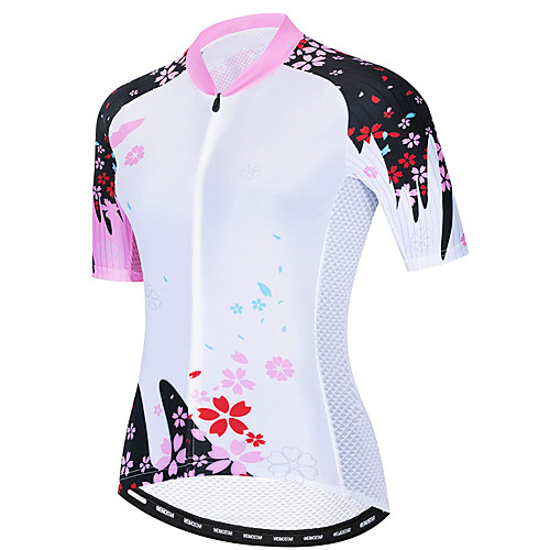 

21Grams Women's Short Sleeve Cycling Jersey Summer Spandex Polyester White Floral Botanical Bike Jersey Top Mountain Bike MTB Road Bike Cycling Quick Dry Moisture Wicking Breathable Sports Clothing