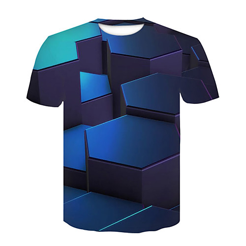 

Men's T shirt 3D Print 3D Rivet Mesh Short Sleeve Casual Tops Blue Red Yellow
