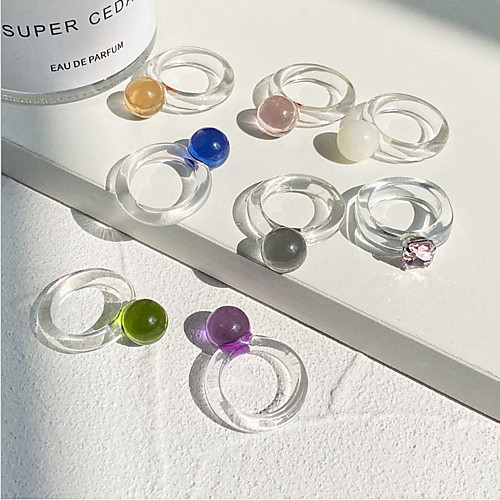 

Ring Retro Blue Purple Blushing Pink Acrylic Resin Stylish Simple European 1pc 8