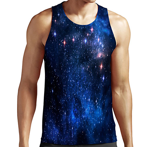 

Men's Unisex Tank Top Undershirt 3D Print Galaxy Graphic Prints Plus Size Print Sleeveless Casual Tops Basic Designer Big and Tall Black