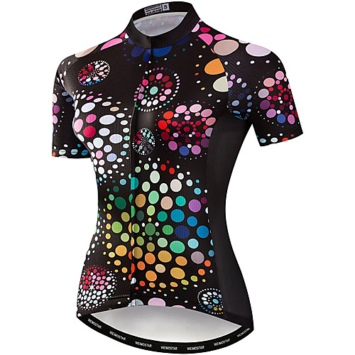 

21Grams Women's Short Sleeve Cycling Jersey Summer Spandex Polyester Dark Purple Dot Floral Botanical Bike Jersey Top Mountain Bike MTB Road Bike Cycling Quick Dry Moisture Wicking Breathable Sports