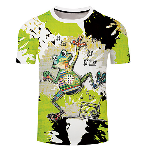 

Men's Unisex Tee T shirt 3D Print Graphic Prints Frog Notes Plus Size 3D Print Short Sleeve Casual Tops Basic Designer Big and Tall Green