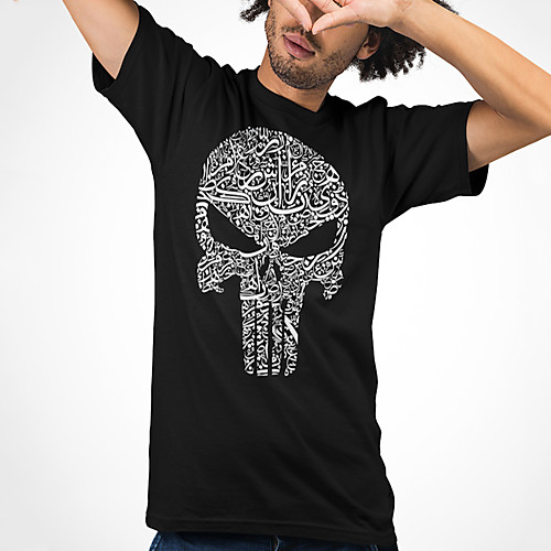 

Men's Unisex Tee T shirt Hot Stamping Graphic Prints Skull Plus Size Print Short Sleeve Casual Tops Cotton Basic Fashion Designer Big and Tall Black