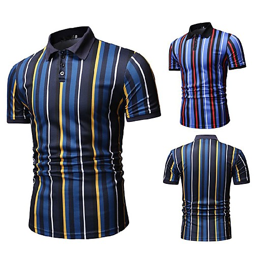 

Men's Golf Shirt Tennis Shirt Other Prints Striped Short Sleeve Casual Tops Casual Blue Yellow / Summer