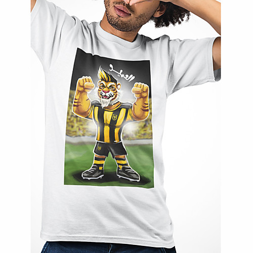 

Men's Unisex Tee T shirt Hot Stamping Graphic Prints Tiger Plus Size Print Short Sleeve Casual Tops Cotton Basic Cartoon Designer Big and Tall White