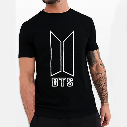 

Men's Unisex Tee T shirt Hot Stamping Graphic Prints Geometry Letter Plus Size Print Short Sleeve Casual Tops Cotton Basic Designer Big and Tall Black