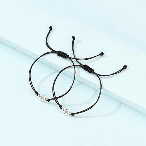 

2pcs Couple's Vintage Bracelet Braided Birthday Vintage Theme Heart Fashion Holiday Cowboy Ancient Rome Boho Alloy Bracelet Jewelry Black For Gift Formal Date Birthday Festival