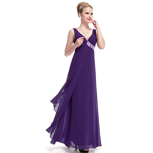 

A-Line Elegant Sexy Wedding Guest Formal Evening Dress V Neck Sleeveless Floor Length Spandex with Sequin 2021