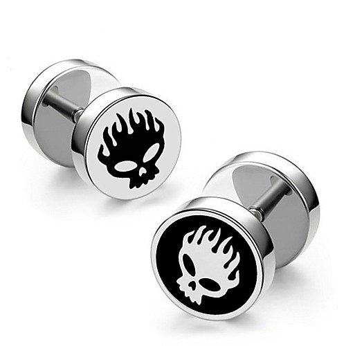 

Men's Earrings Classic Holiday Birthday Stylish Simple Stainless Steel Earrings Jewelry White / Black For Street Formal Date Festival 1pc