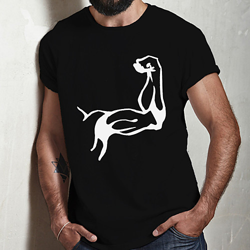 

Men's Unisex Tee T shirt Hot Stamping Graphic Prints Animal Plus Size Print Short Sleeve Casual Tops Cotton Basic Fashion Designer Big and Tall Black