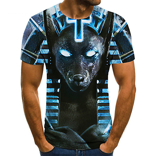 

Men's Unisex Tee T shirt 3D Print Graphic Prints Monster Plus Size Print Short Sleeve Casual Tops Basic Fashion Designer Big and Tall Blue