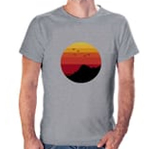 

Men's Unisex Tee T shirt Hot Stamping Graphic Prints Sun Mountain Plus Size Print Short Sleeve Casual Tops Cotton Basic Fashion Designer Big and Tall White Black Gray