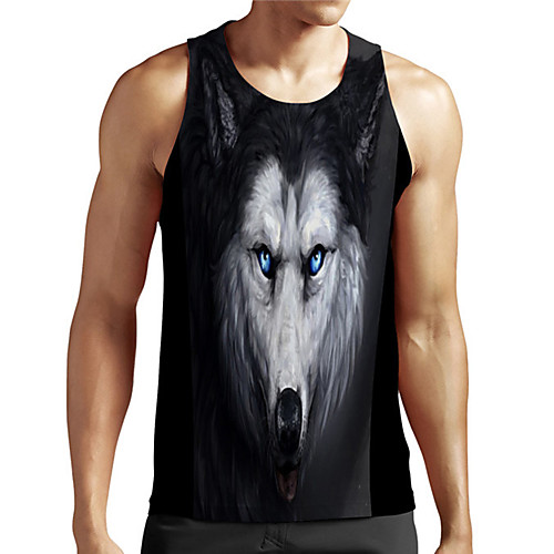 

Men's Unisex Tank Top Undershirt Shirt 3D Print Graphic Prints Wolf Plus Size Print Sleeveless Casual Tops Basic Designer Big and Tall Round Neck Black / Summer