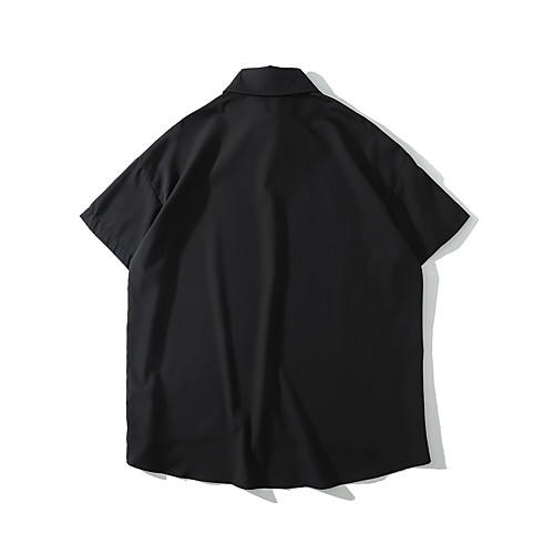 

Men's Shirt Other Prints Solid Color Button-Down Short Sleeve Casual Tops Basic Hawaiian Distressed Button Down Collar White Black Dark Gray / Summer