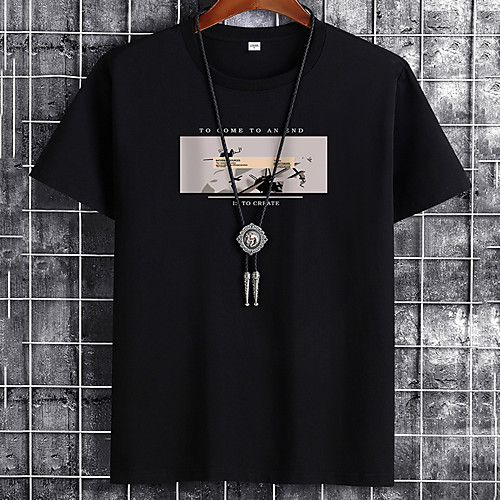 

Men's Unisex Tee T shirt Hot Stamping Graphic Graphic Prints Plus Size Print Short Sleeve Casual Tops Cotton Basic Fashion Designer Big and Tall White Black Khaki