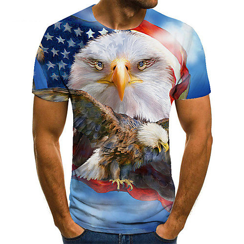 

Men's Unisex Tee T shirt Shirt 3D Print Graphic Prints Eagle Plus Size Print Short Sleeve Casual Tops Basic Fashion Designer Big and Tall Round Neck Blue