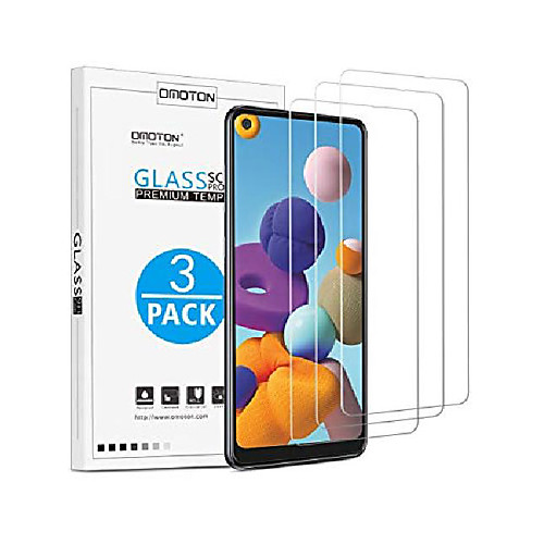 

omoton [3 pieces] tempered glass for samsung galaxy a21, samsung galaxy a21 protective film [anti-scratch], [bubble-free], [9h hardness], [hd-clear]