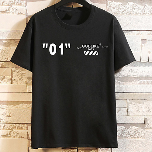 

Men's Unisex Tee T shirt Hot Stamping Graphic Prints Letter Plus Size Print Short Sleeve Casual Tops Cotton Basic Fashion Designer Big and Tall White Black