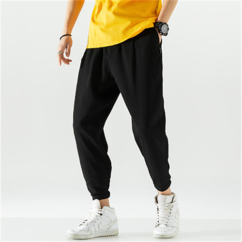 

Men's Chino Harem Loose Chinos Pants Solid Color Full Length Black Gray