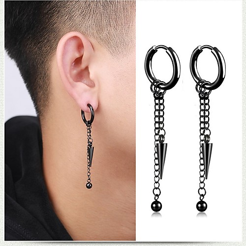 

Men's Earrings Classic Holiday Birthday Stylish Simple Stainless Steel Earrings Jewelry Silver / White / Black For Street Formal Date Festival 1pc