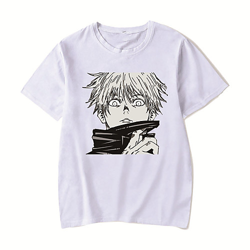 

Men's Unisex Tee T shirt Hot Stamping Anime Graphic Prints Plus Size Jujutsu Kaisen Print Short Sleeve Casual Tops Cotton Basic Designer Big and Tall White Black Red