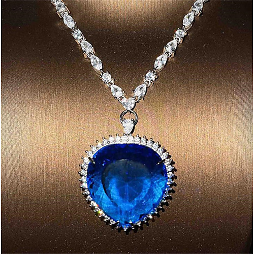 

Women's Sapphire Pendant Necklace Classic Heart Fashion Copper Gold Plated Blue Green Red 455 cm Necklace Jewelry 1pc For Wedding Anniversary Party Evening Birthday Party