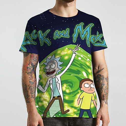 

Men's Unisex Tee T shirt 3D Print Anime Graphic Prints Plus Size Print Short Sleeve Casual Tops Basic Designer Big and Tall Green
