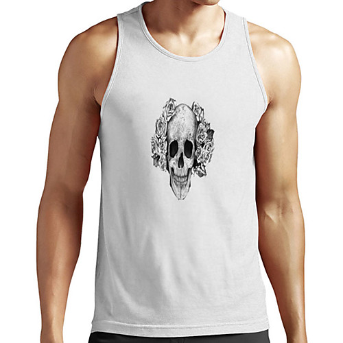 

Men's Unisex Tank Top Undershirt 3D Print Graphic Prints Skull Plus Size Print Sleeveless Casual Tops Basic Designer Big and Tall White