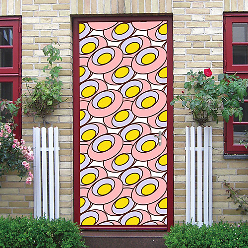 

2pcs Self-adhesive Creative Cartoon Disc Door Stickers For Living Room Diy Decorative Home Waterproof Wall Stickers